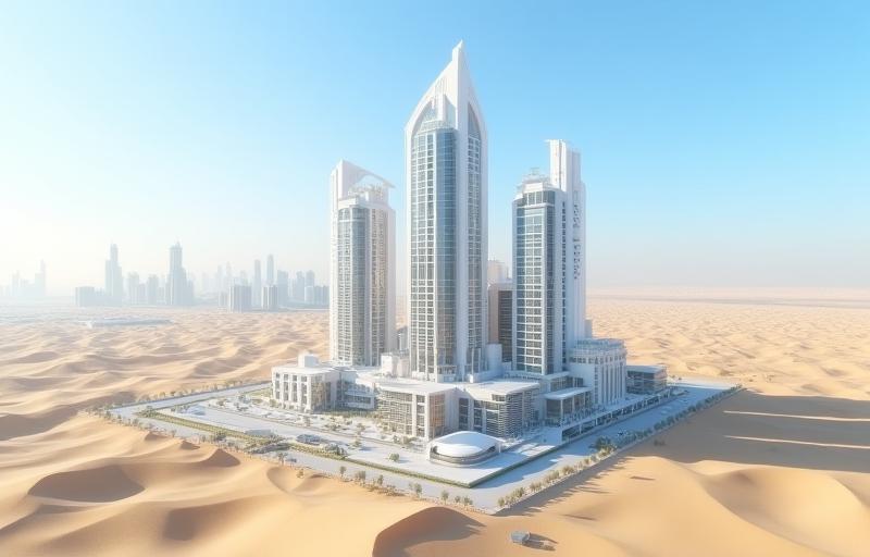 Exterior view of Snowflake Towers building hosting Emirates Snow Venture