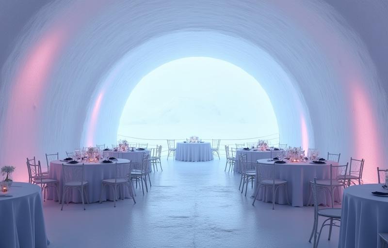 Setup for a corporate event within the snow venue