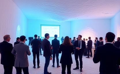 Corporate group in a snowy event space