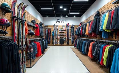 Interior view of a winter sports retail shop